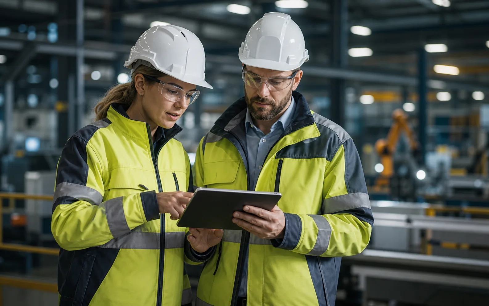 Specialists reviewing project data in an industrial setting